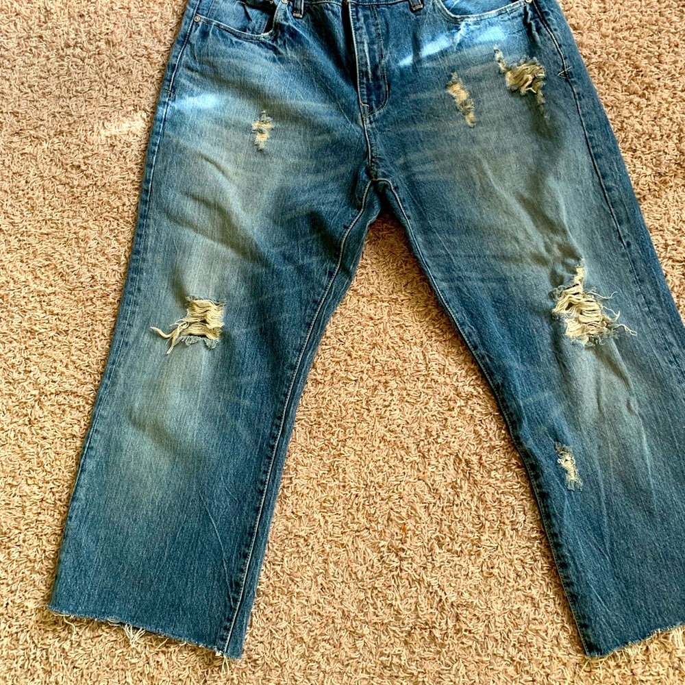 Union Bay Men’s Unisex Distressed Jeans/Shorts 36 Cropped Cut Offs Casual Denim